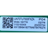 KIT DE TARJETAS PARA TV SAMSUNG / NUMERO DE PARTE MAIN BN94-16077M / BN41-02751A / BN97-16648B / BN9416077M / NUMERO DE PARTE FUENTE BN4401056A / L75S6N_THS / BN44-01056A / PANEL CY-BT070HGJV1H / MODELO UN70TU7000 / UN70TU7000FXZA GB02